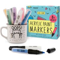 Acrylic Paint Pens for Porcelain, Rocks, Wood, Metal, Glass, Plastic, Canvas. Set of 8 Medium tip Acrylic Permanent Paint Markers