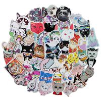 Cool Cute Cat Stickers Pack Cool, 50Pcs Vinyl Waterproof Animal Stickers, for Laptop, Luggage, Car, Skateboard, Motorcycle, Bicycle Decal Graffiti Patches (Cat)