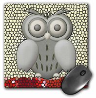 3dRose LLC 8 x 8 x 0.25 Inches Mouse Pad, Cute Owl with Big Eyes and Pretty Background (mp_108100_1)