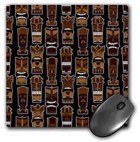 3dRose LLC 8 x 8 x 0.25 Inches Mouse Pad, Tropical Tiki Print Small - Brown on Black (mp_77483_1)