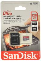Sandisk Ultra - Flash Memory Card - 128 GB - MicroSDXC UHS-I, Black (SDSQUNC-128G-AN6IA)