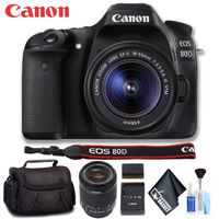 Canon 1263C005 EOS 80D DSLR Camera with 18-55mm Lens (International Model) Standard Bundle