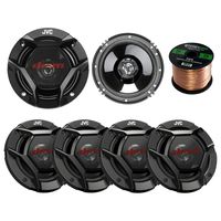 Car Speaker Package of 4X JVC CS-DR520 520-Watt 5-1/4" Inch 2-Way Vehicle Stereo Coaxial Speakers Bundle Combo with 2X CS-DR620 6.5" 300W 2-Way Audio Speakers + Enrock 50 Foot 16 Gauge Speaker Wire