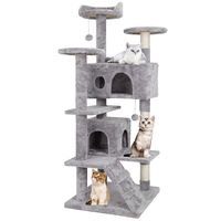 Nova Microdermabrasion 53" Multi-Level Cat Tree Stand House Furniture Kittens Activity Tower with Scratching Posts Kitty Pet Play House (Light Grey)