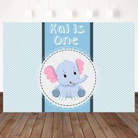 Mehofoto Baby Shower Backdrop Cute Blue Elephant Photography Background 7X5ft Plaid Gender Reveal Party Decoration Girls Baby Shower Banner for Boys Girls Newborn