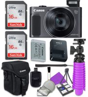 Canon PowerShot SX620 HS Wi-Fi Digital Camera (Black) with 2X Sandisk 16 GB SD Memory Cards + Tripod + Canon Case + Card Reader + Cleaning Kit