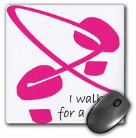 3dRose LLC 8 x 8 x 0.25 Inches Breast Cancer Awareness Footprints I Mouse Pad (mp_5901_1)