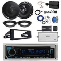 Kenwood KMRD372BT Marine CD Bluetooth Radio, 2X 6.5 Black Speakers, Adapters, 4-Ch. Amplifier, Amp Kit, iDataLink Wiring Kit, Enrock Dash Kit, Antenna, 50 Ft Tinned Wire (Select '98-'13 Harleys)