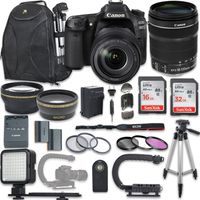 Canon EOS 80D DSLR Camera with Canon EF-S 18-135mm f/3.5-5.6 is STM Lens + New Video Bundle KIT + Extra Memory Cards