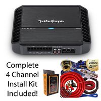 Rockford Fosgate P400X4 400W Punch Series 4-Channel Stereo Class AB Car Power Amplifier + 4 Channel Amp Kit