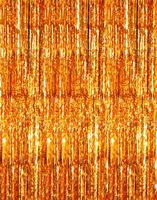 GOER 3.2 ft x 9.8 ft Metallic Tinsel Foil Fringe Curtains for Party Photo Backdrop Wedding Decor (2 Packs,Orange)