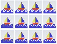 3dRose Little Boy Cute Blue Red Yellow Sailboat - Greeting Cards, 6 x 6 inches, set of 12 (gc_15412_2)