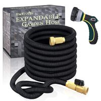 TheFitLife Flexible and Expandable Garden Hose - Strongest Triple Latex Core with 3/4" Solid Brass Fittings Free 8 Function Spray Nozzle, Easy Storage Kink Free Water Hose (50 FT)