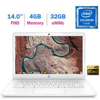 HP Chromebook 14-inch (1920x1080) FHD IPS WLED-Backlit Display Laptop PC, Intel Dual Core Celeron N3350 up to 2.4GHz, 4GB LPDDR4 RAM, 32GB eMMC, B&O Play, Webcam, Bluetooth, Chrome OS