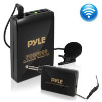Wireless Clip Lavalier Microphone System - Portable Professional Clip Lav lapel Mic set with Volume Control, 20 ft range - Transmitter, Receiver, Battery - For Camera, Sound Recorder - Pyle Pro PDWM96