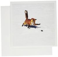 3dRose Fox hunting A Mouse In The Snow - Greeting Cards, 6 x 6 inches, set of 12 (gc_62613_2)