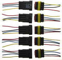 PES 5 Packs of 4 Pin Way Wire Connector Plug Car Auto Waterproof Electrical Connector And Plug Socket Kit with Wire AWG Gauge Marine