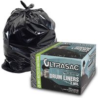 Aluf Plastics Heavy Duty 55 Gallon Trash Bags - (Large 50 Pack /w Ties) - 2 MIL Industrial Strength Plastic Drum Liners 38' x 58' Professional Black Garbage Bags for Construction, Contractors, Leaf, Yard - 796695