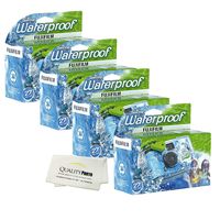 Quick Snap Waterproof 27 exposures 35mm Camera 800 Film, 1 Pack + Quality Photo Microfiber Cloth (4 Pack)