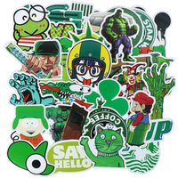 YAMIOW 50 pcs Mixed Cartoon Waterproof Color Series Vinyl Sticker for Luggage Phone Helmet Car Bike Decal Graffiti Stickers (50 pcs Green Theme Stickers)