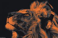 Trends International Lion with Headphones Wall Poster, 14" x 22", Premium Unframed