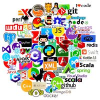 COMKI Programming Stickers(72pcs Pack No-duplicate),Vinyls Graffiti Stickers of IT Logo and Geek Coder Languages Series Logo, Developer Programmer Decoration,Open Sources Linux Mysql PHP Python C++ C#