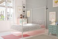 DHP Canopy Metal Bed with Sturdy Bed Frame, White, Full