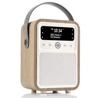 VQ Monty HD Digital Radio with AM & FM, Bluetooth & Alarm Clock - Real Wood Case Green Grass Oak