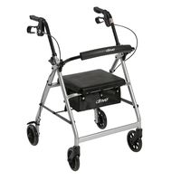 Drive Rollator Rolling Walker with 6" Wheels, Fold Up Removable Back Support and Padded Seat, Silver, Model - R726SL