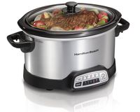 Hamilton Beach 4-Quart Programmable Slow Cooker With Dishwasher-Safe Crock and Lid, Silver (33443)