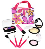 Click N' Play Pretend Play Cosmetic and Makeup Set with Floral Tote Bag