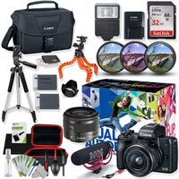 Canon EOS M50 Mirrorless Digital Camera (Black) with 15-45mm Video Creator Kit with Premium Accessory Bundle