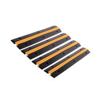 FCOME 4 Pack Rubber Cable Ramp Hose Cable Protector Ramp 1 Channel 11000Lbs Load Capacity Traffic Speed Bump Wires Power Lines Extension Cord Cover for Indoor Outdoor