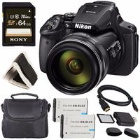 Nikon COOLPIX P900 Digital Camera 26499 + Rechargable Li-Ion Battery + Sony 64GB UHS-I SDXC Memory Card (Class 10) + Small Soft Carrying Case + HDMI Cable + Card Reader + Memory Card Wallet Bundle