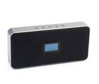 Jumbl Super Slim Crystal-Clear-Sound Pocket Size Portable Stereo Speaker & Digital Tuner FM Radio/Clock and Alarm Clock, with Micro-SD Card Slot