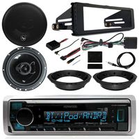 1998-2013 Harley - Kenwood Digital Media Radio, 2X 6.5 Audiopipe CSL Series Speakers, Dash Radio Install Kit, Speaker Adapters, Thumb Control Module, Antenna