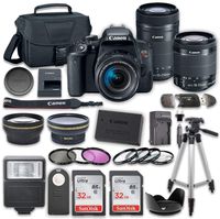 Canon EOS Rebel T7i DSLR Camera Bundle with Canon EF-S 18-55mm f/4-5.6 IS STM Lens + Canon EF-S 55-250mm f/4-5.6 IS STM Lens + 2pc SanDisk 32GB Memory Cards + Accessory Kit