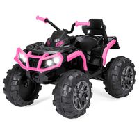 Best Choice Products 12V Kids 4-Wheeler ATV Quad Ride On Car Toy w/ 3.7mph Max, LED Headlights, AUX Jack, Radio - Pink