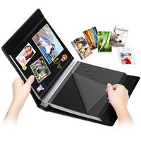 1DOT2 Self-Adhesive Photo Album, 60 Black Pages Self-Stick Page DIY Anniversary Travel Memory Book, Leather Cover, Magnetic Scrapbook Family Album for Christmas, Birthday