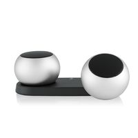 My Heavy Metal Stereo Set Mini Wireless Bluetooth Speakers - Powerful Sound - Use 1 or link 2 together for True Wireless Stereo (TWS) Technology - Set of 2 pairable speakers (Platinum)