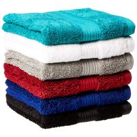 AmazonBasics Fade-Resistant Cotton Hand Towel - Pack of 6, Multi-Color Black, White, Grey, Navy Blue, Teal, Crimson