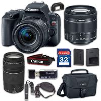 Canon EOS Rebel SL2 Digital SLR Camera & EF-S 18-55mm f/4-5.6 is STM Lens, EF 75-300mm f/4-5.6 III - WiFi Enabled with 32GB Class 10 Memory Card, Wired Remote & 100ES Shoulder Bag