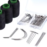 Leinuosen 83 Pieces C J I Shaped Wig Needle T Pins Black Thread for Wig Making Hair Extension Handcraft Hand Sewing
