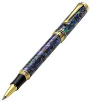 Xezo Natural New Zealand Paua Sea Shell 18K Gold Plated Gel Ink Rollerball Pen, Screw-on Cap (Maestro Sea Shell RPG-1)