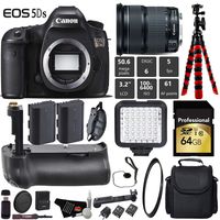 Canon EOS 5DS DSLR Camera with 24-105mm is STM Lens + Professional Battery Grip + UV Protection Filter + LED Kit + Extra Battery + Case + Wrist Strap + Tripod - International Version