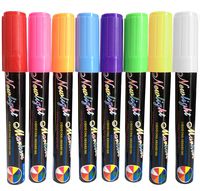 Attmu 8 Pack Chalk Markers, Fluorescent Liquid Chalk Marker Pens, Highlighters, 4mm Reversible Tip Chalkboard Paint Markers, Bright Mulitcolored - Erasable Ink for Chalk Board, Glass and Windows