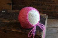 Newborn Mohair Bonnet, Photography Prop (Raspberry)