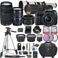 Canon EOS 5D Mark IV DSLR Camera w/ 7 Lens Bundle including EF 24-105mm f/4L IS II USM + 2.2x Telephoto & 0.43x Aux Wide Angle Lens + 2Pcs 32GB SD + Accessories with Premium Commander Kit (32 Items)