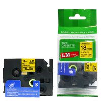 LM Tapes - Premium 3/4" (18mm) Black on Yellow Compatible TZe P-touch Tape for Brother PT-1750, PT1750 Label Maker with FREE Tape Guide Included