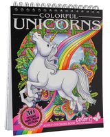 ColorIt Colorful Unicorns Adult Coloring Book - 50 Single-Sided Pages, Thick Smooth Paper, Lay Flat Hardback Covers, Spiral Bound, USA Printed, Hand Drawn Unicorn Coloring Pages